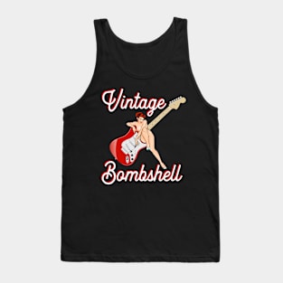 Classic Mid Century Pin-Up Girl and Electric Guitar - Vintage Bombshell Tank Top